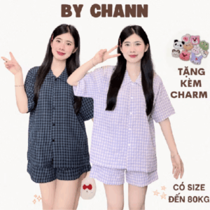 Xem ngay Bộ Đồ Ngủ Caro BY CHANN (Tặng Kèm Charm) nhiều màu mặc nhà mùa hè, chất liệu cotton xốp (có size đến 80kg)